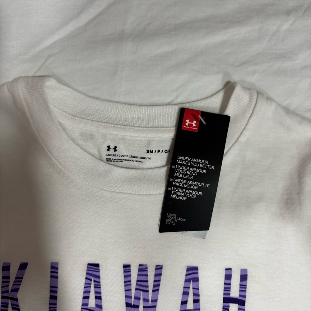 Under Armour White Shirt with Purple Text